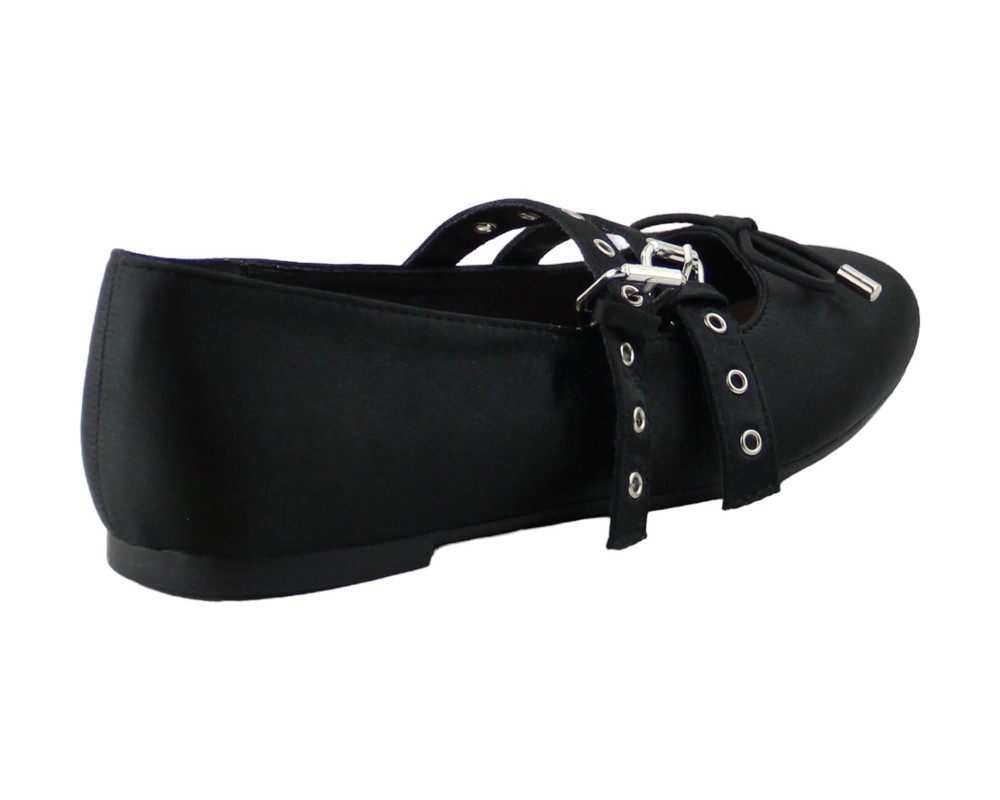 Foto 4 pulgar | Flats Para Mujer Lob Footwear Satin Negro 91904999