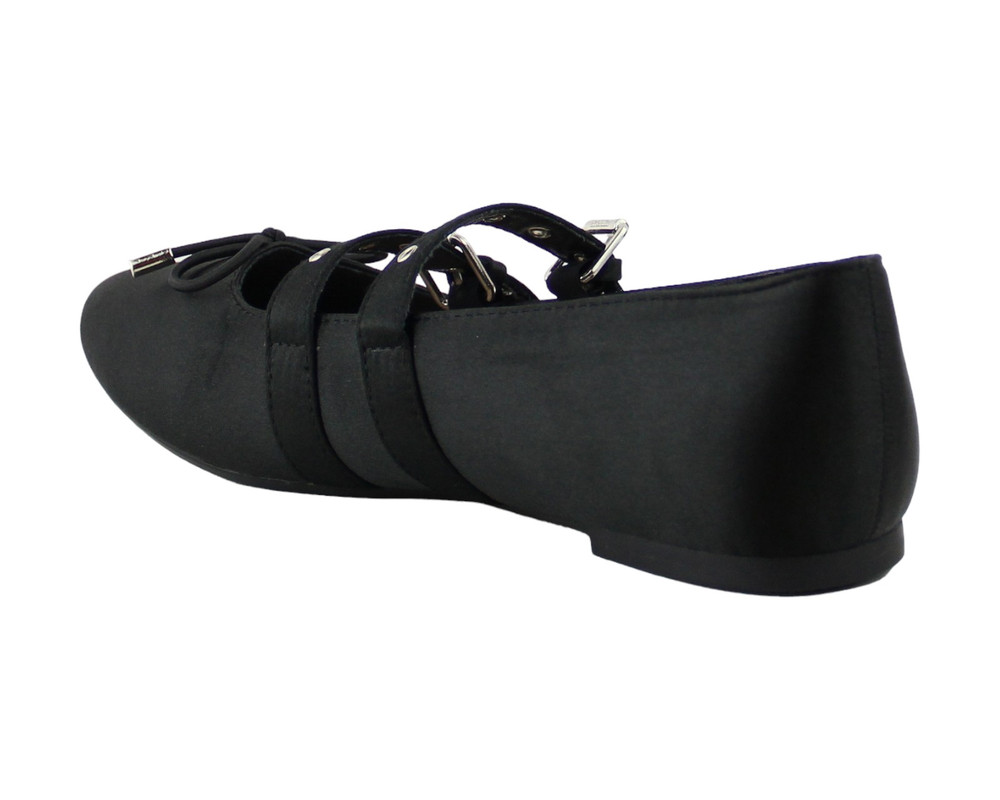 Foto 5 pulgar | Flats Para Mujer Lob Footwear Satin Negro 91904999