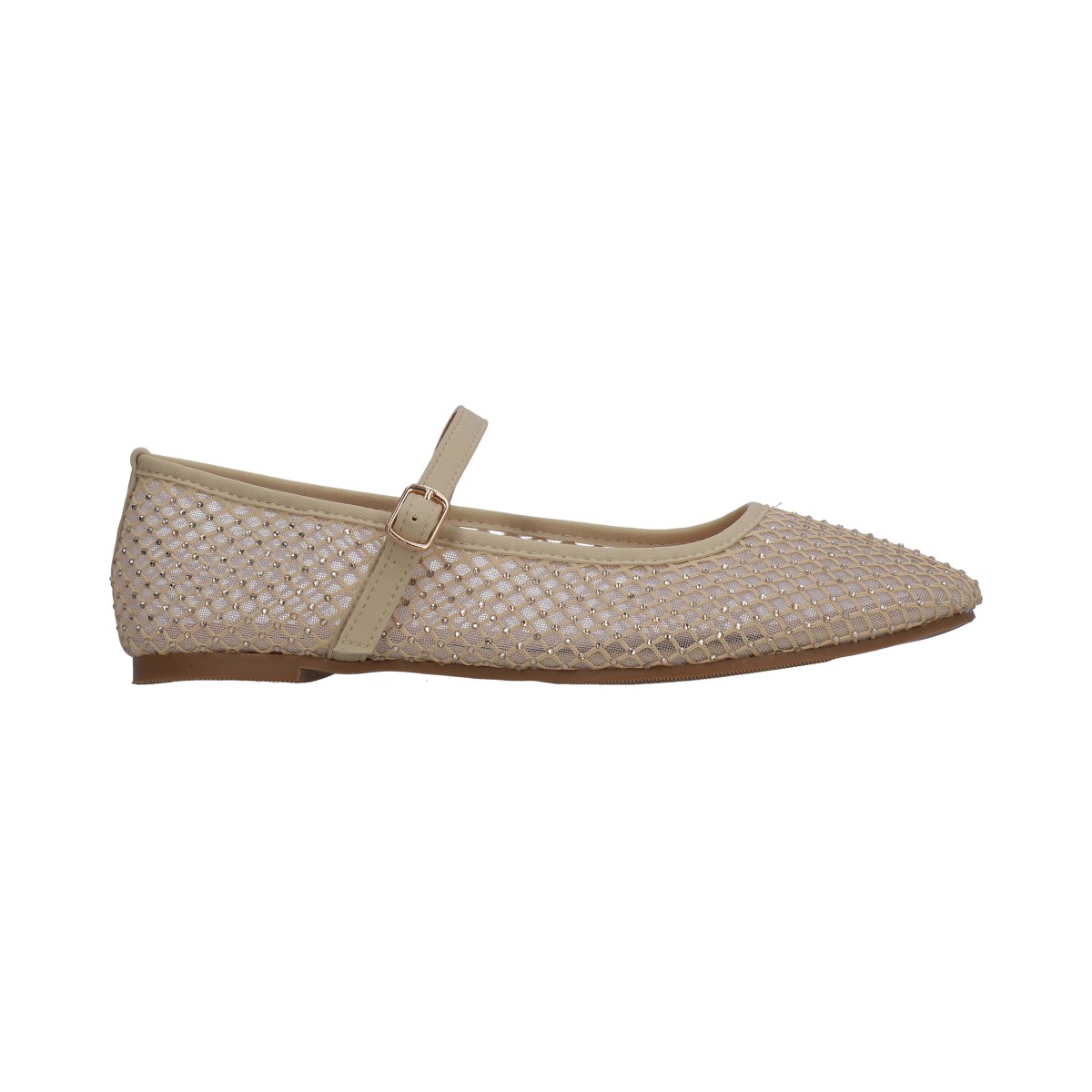 Foto 3 pulgar | Balerina Dama Berlin De Malla Beige Con Cristales Y Latigo