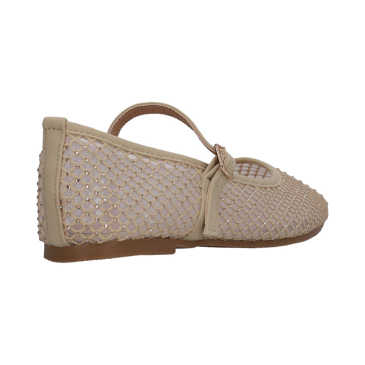 Foto 4 pulgar | Balerina Dama Berlin De Malla Beige Con Cristales Y Latigo