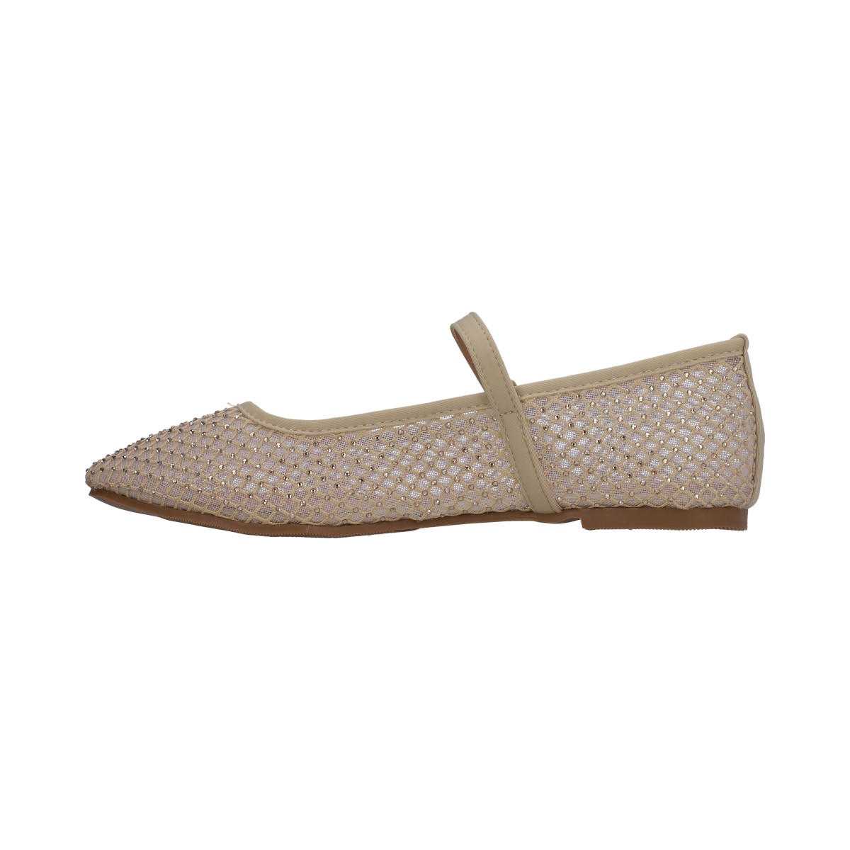 Foto 5 pulgar | Balerina Dama Berlin De Malla Beige Con Cristales Y Latigo