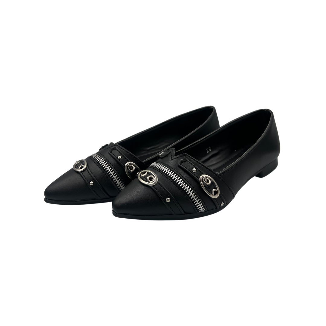 Foto 3 pulgar | Zapatos Negros Planos Para Mujer, Con Punta Puntiaguda, De Punto, Para Ballet, Cómodos Y Elegantes