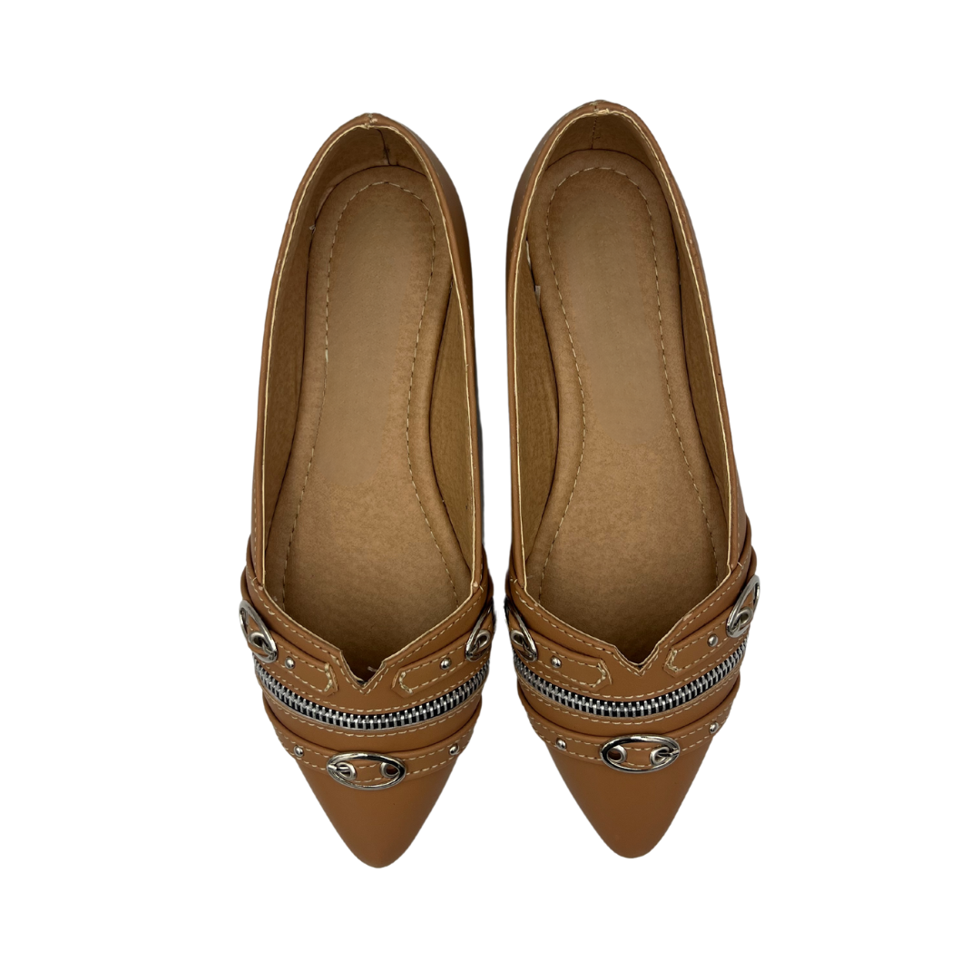 Zapatos Camel Planos Para Mujer, Con Punta Puntiaguda, De Punto, Para Ballet, Cómodos Y Elegantes