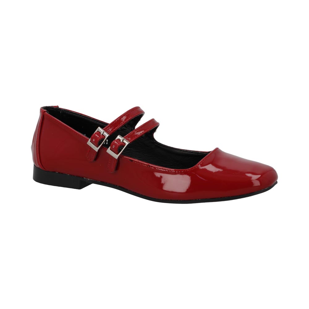 Ballerina Cosmo Paris 901 Color Rojo Flats Para Mujer En Charol Tallas 23 A  26