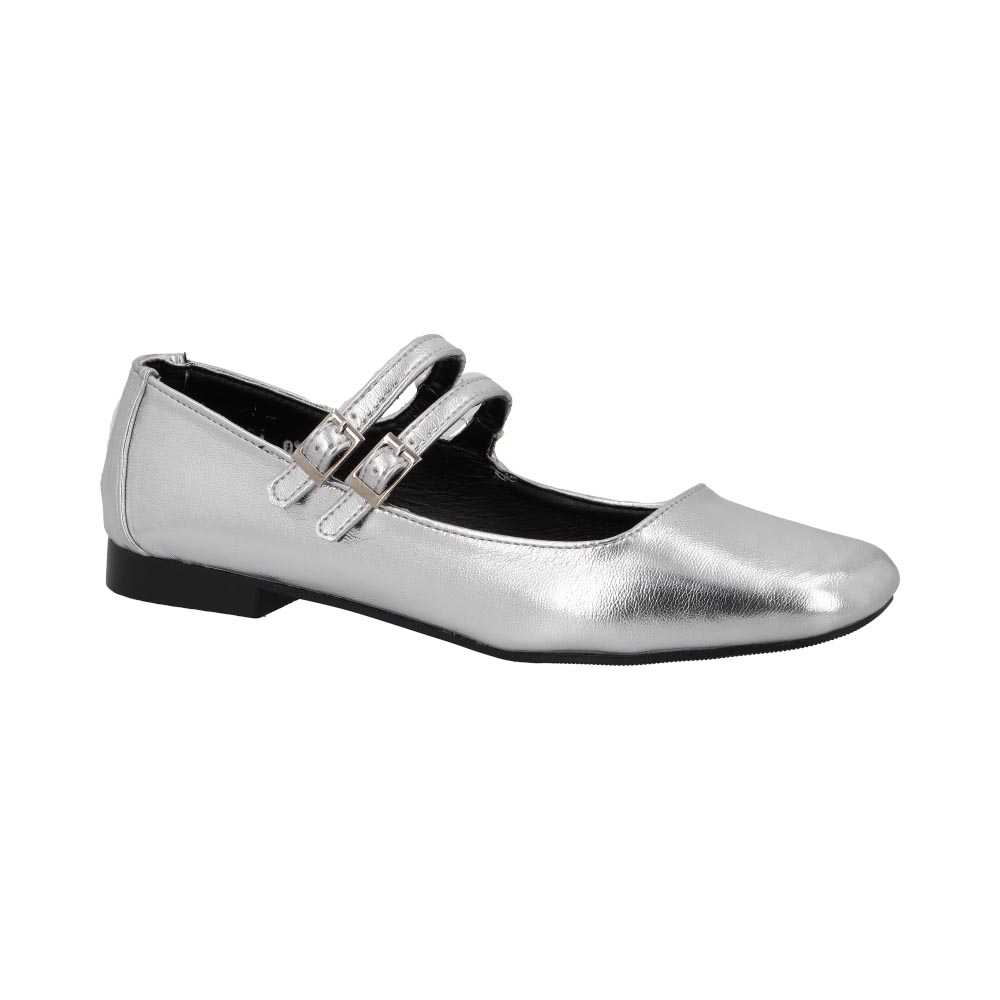 Ballerina Cosmo Paris 901 Color Platado Flats Para Mujer En Charol Tallas 23 A  26