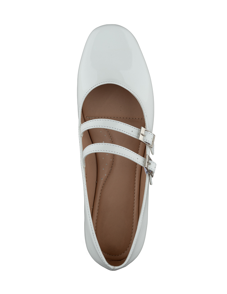 Foto 5 | Flat De Charol Blanco Con Doble Correa Ajustable Para Mujer