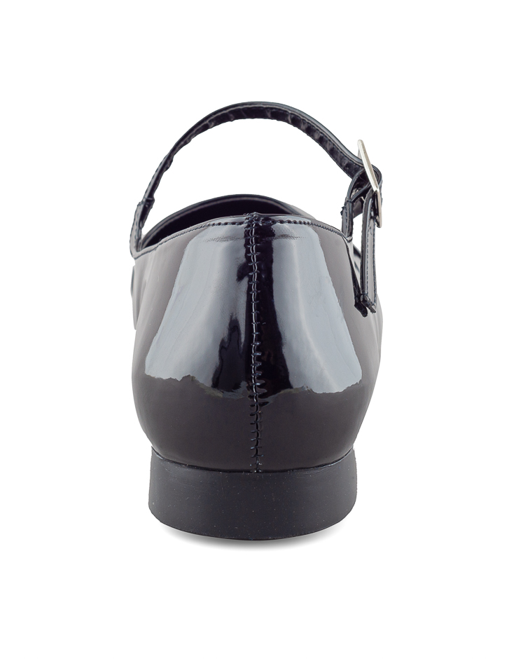 Foto 4 pulgar | Flat De Charol Negro Con Correa Fina Para Mujer