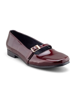 Foto 1 | Flat De Charol Vino Con Correa Ajustable Para Mujer