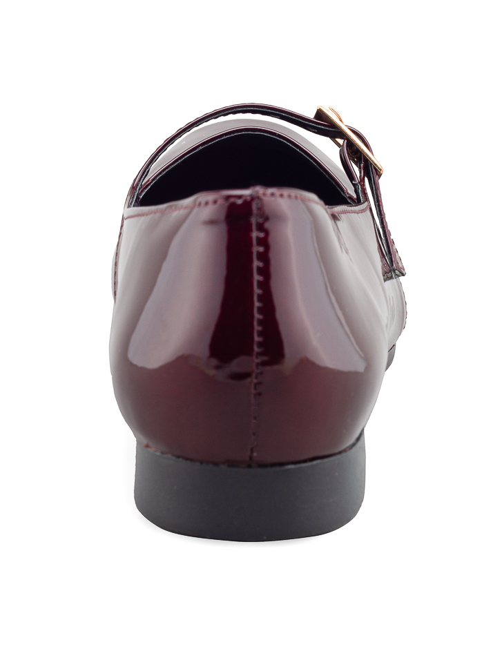Foto 4 pulgar | Flat De Charol Vino Con Correa Ajustable Para Mujer