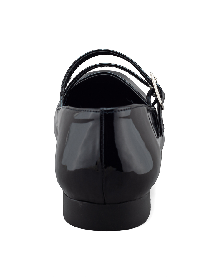 Foto 4 pulgar | Flat De Charol Negro Con Doble Correa Ajustable Para Mujer