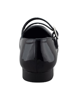 Foto 3 | Flat De Charol Negro Con Doble Correa Ajustable Para Mujer