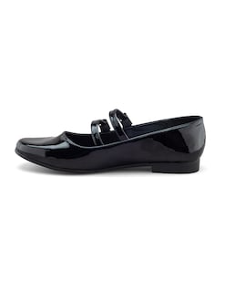 Foto 4 | Flat De Charol Negro Con Doble Correa Ajustable Para Mujer