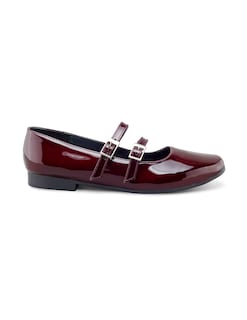 Foto 2 | Flat De Charol Vino Con Doble Correa Ajustable Para Mujer