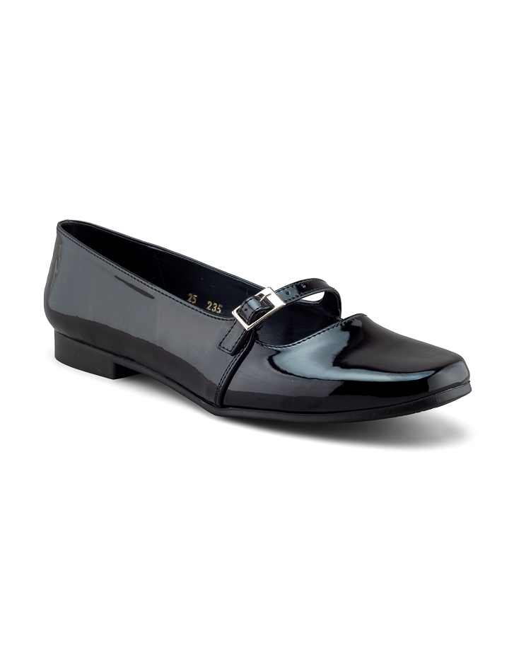 Foto 2 pulgar | Flat De Charol Negro Con Correa Ajustable Para Mujer