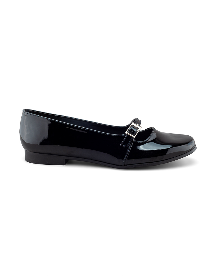 Foto 3 pulgar | Flat De Charol Negro Con Correa Ajustable Para Mujer