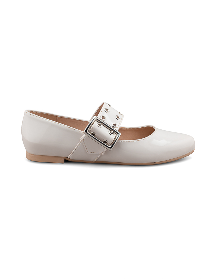 Foto 2 | Flat De Charol Crema Con Hebilla Para Mujer - Diseño Moderno Y Sofisticado