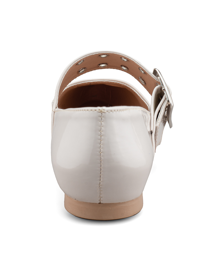 Foto 4 pulgar | Flat De Charol Crema Con Hebilla Para Mujer - Diseño Moderno Y Sofisticado