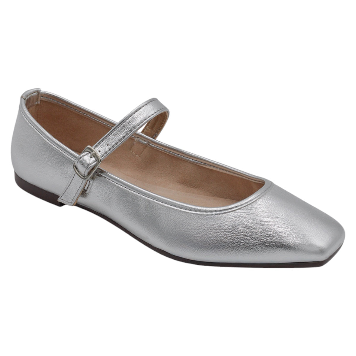 Foto 2 pulgar | Flats Clásicas Exterior Piel Vegana Color Plata Para Mujer De Rbcollection