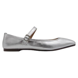 Foto 2 | Flats Clásicas Exterior Piel Vegana Color Plata Para Mujer De Rbcollection