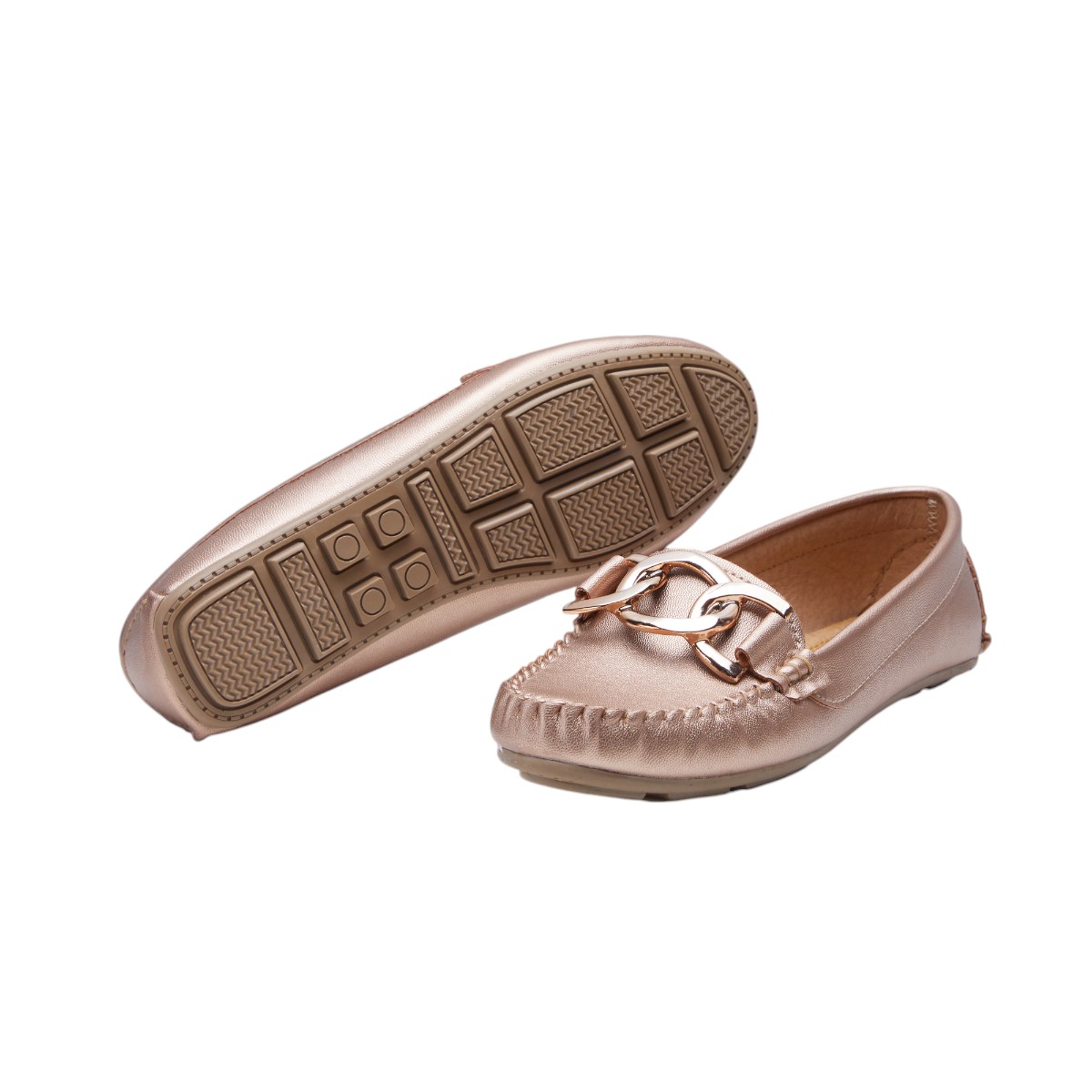 Foto 4 | Mocasines Calzado Watanabe Color Dorado Tipo Piel Hebilla Decorativa
