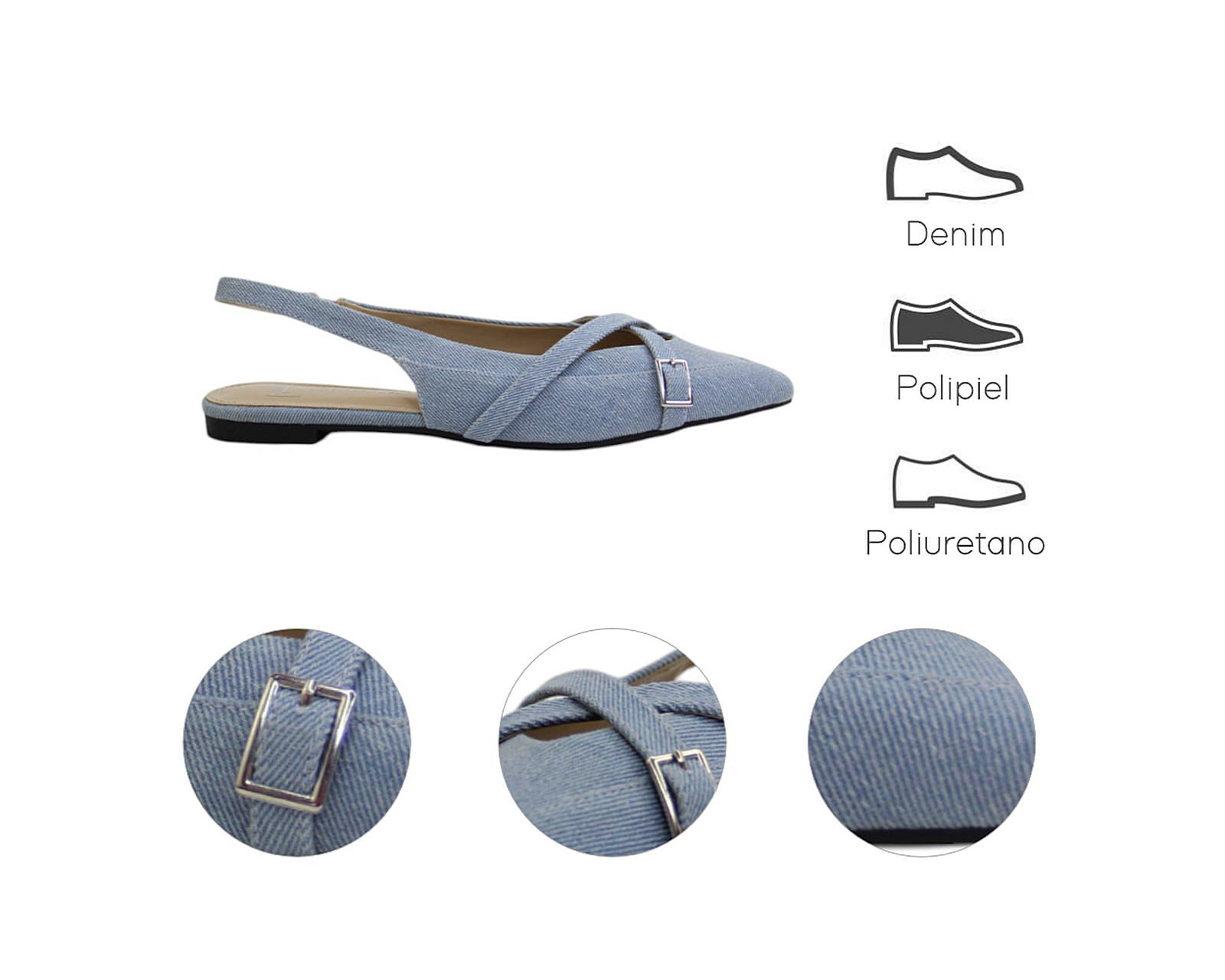Foto 8 pulgar | Flat Para Mujer Lob Footwear Denim Azul 93305456