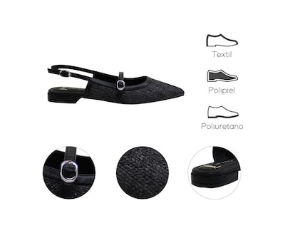 Foto 7 | Flat Para Mujer Lob Footwear Rafia Negro 93405056