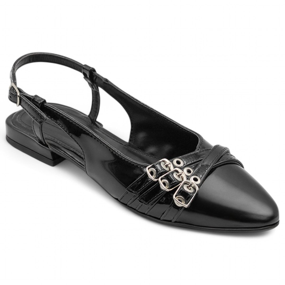 Flats Puntales Exterior Charol Color Negro Para Mujer De Rbcollection
