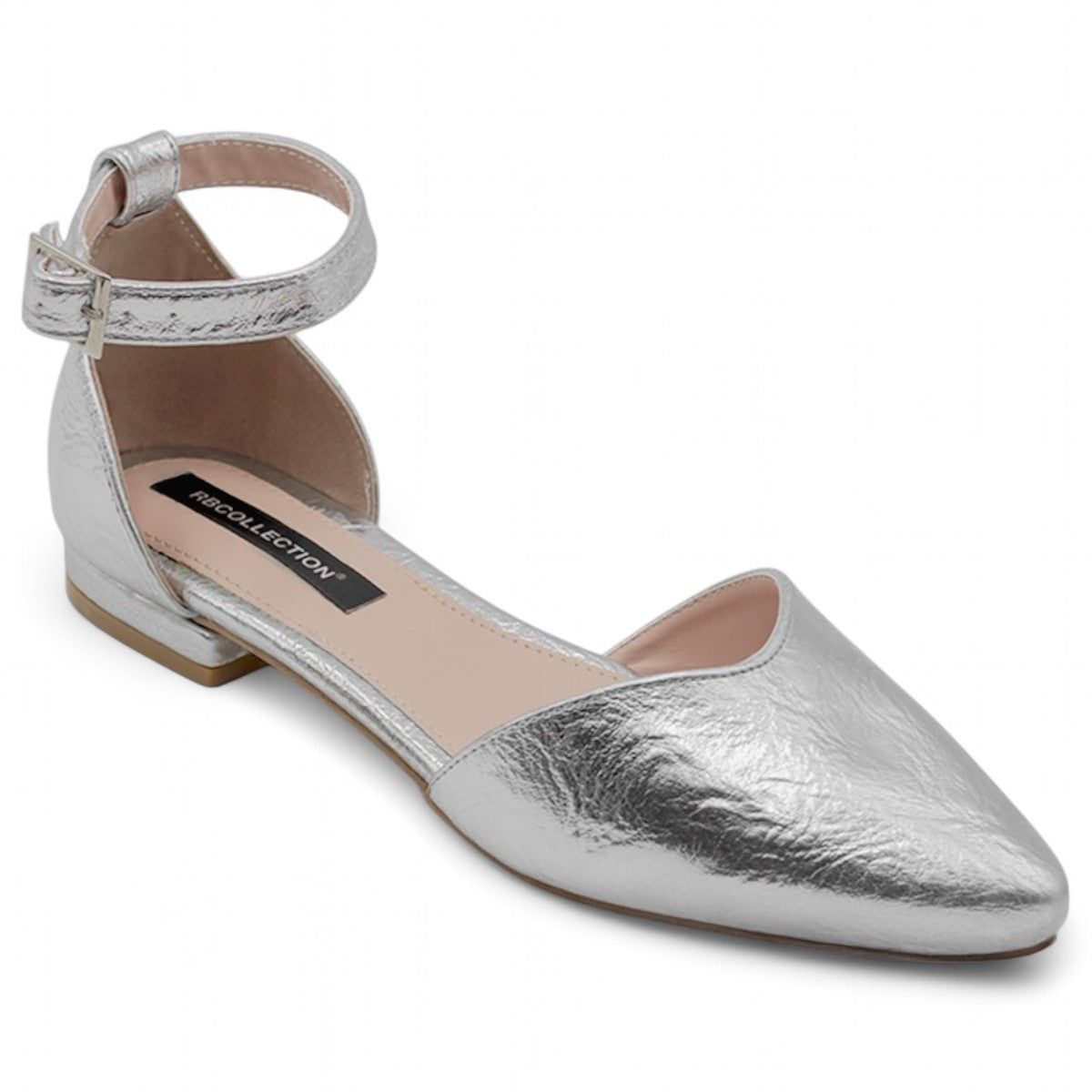Foto 2 pulgar | Flats Puntales Exterior Piel Vegana Color Plata Para Mujer De Rbcollection