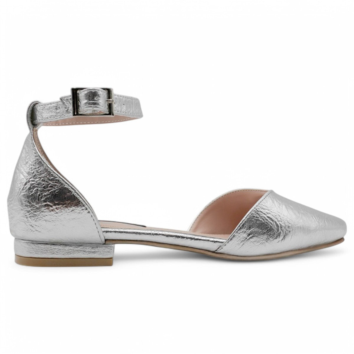 Foto 3 pulgar | Flats Puntales Exterior Piel Vegana Color Plata Para Mujer De Rbcollection