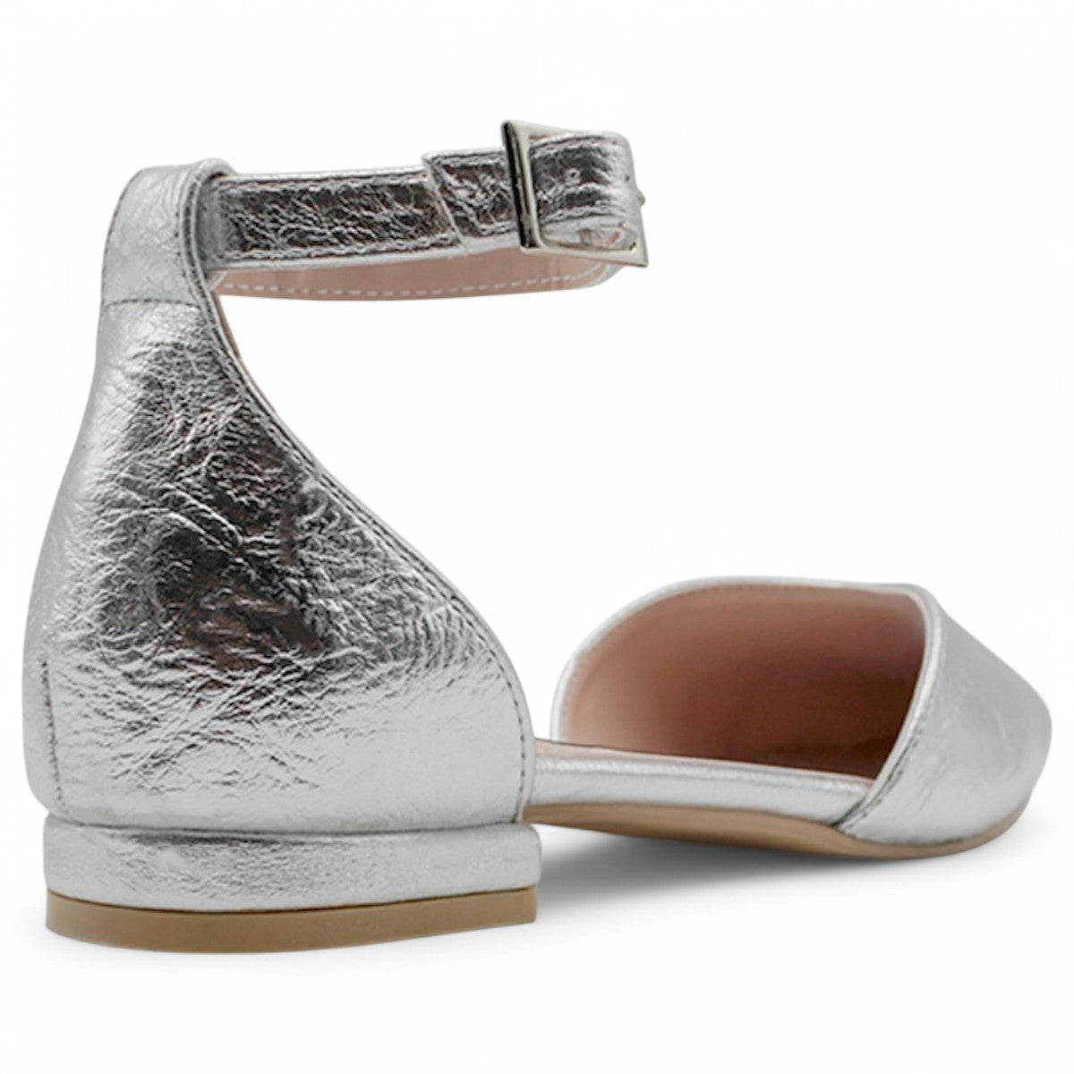 Foto 4 pulgar | Flats Puntales Exterior Piel Vegana Color Plata Para Mujer De Rbcollection