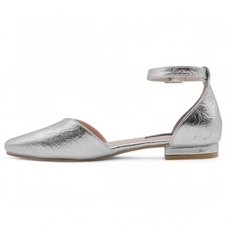 Foto 4 | Flats Puntales Exterior Piel Vegana Color Plata Para Mujer De Rbcollection