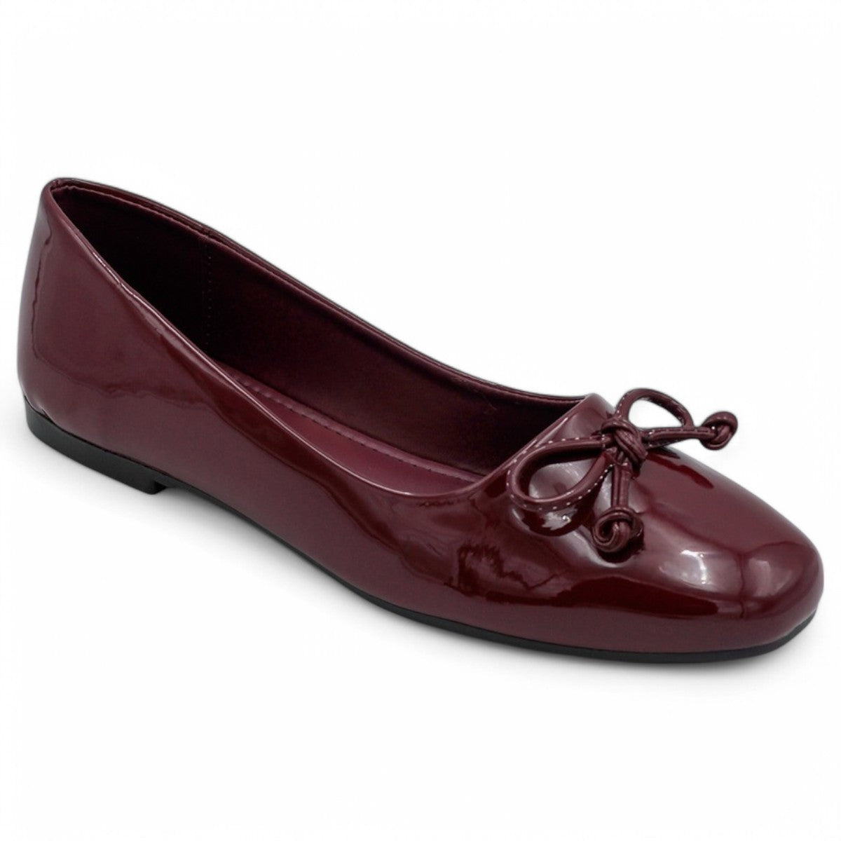 Foto 2 pulgar | Flats Clásicas Exterior Charol Color Vino Para Mujer De Rbbasics