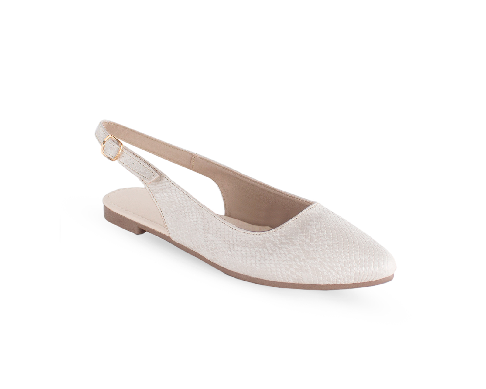 Foto 2 pulgar | Flats Color Beige Hebilla Material Sintetico