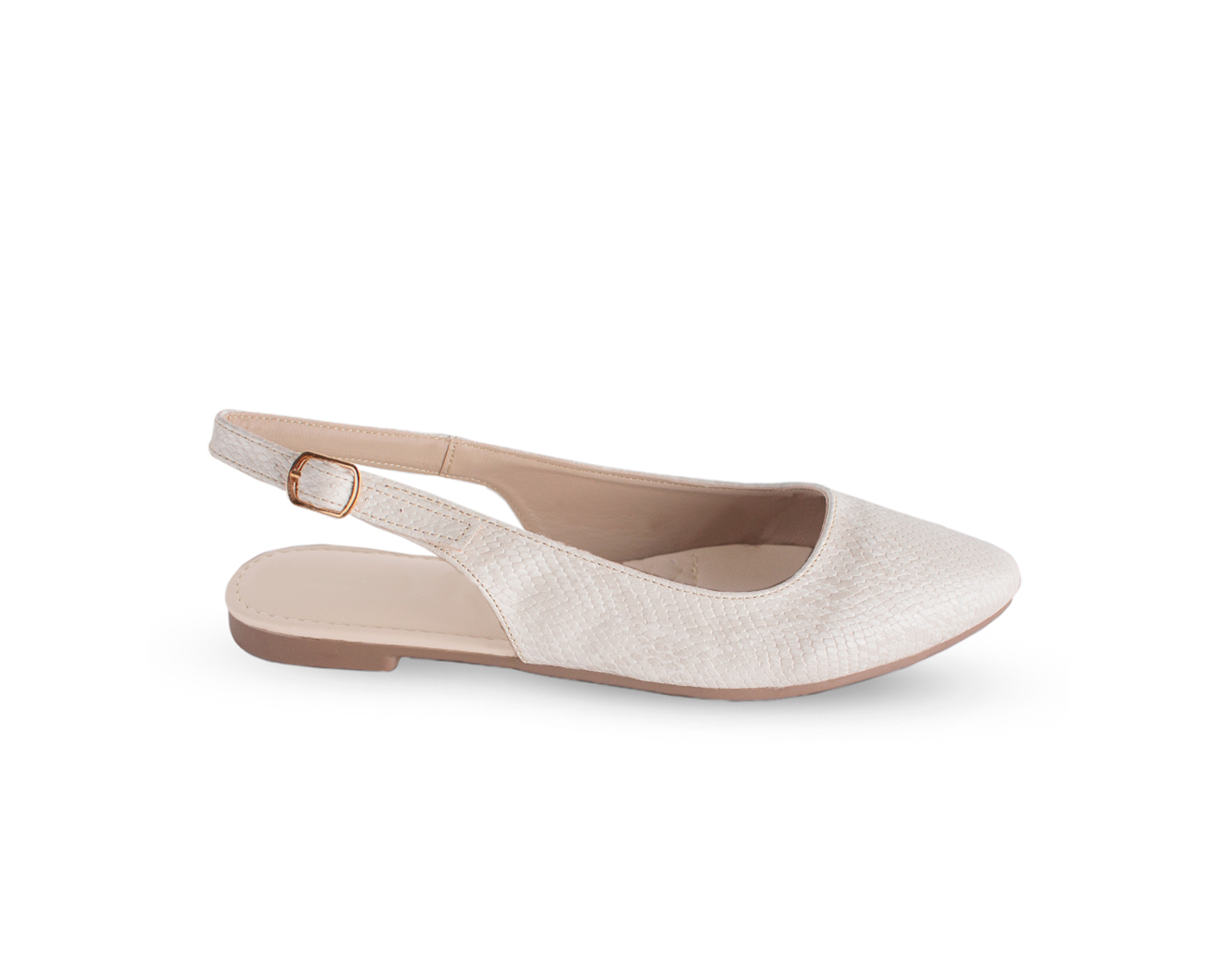 Foto 3 pulgar | Flats Color Beige Hebilla Material Sintetico