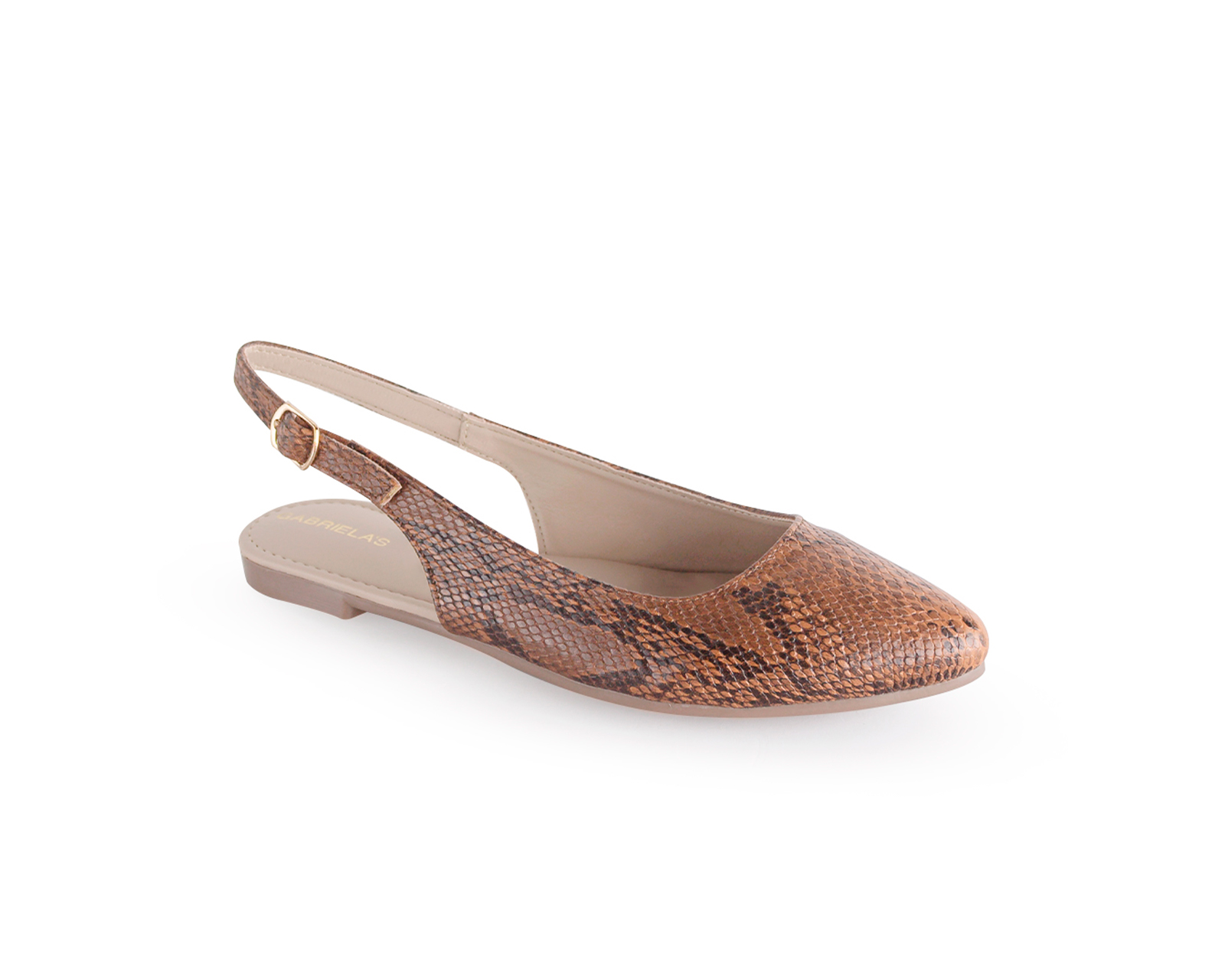 Flats Color Café Hebilla Material Sintetico