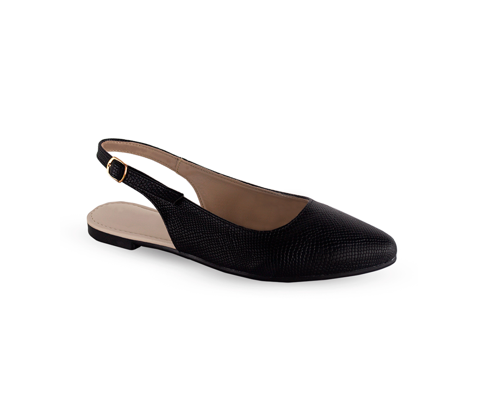 Foto 1 | Flats Color Negro Hebilla Material Sintético