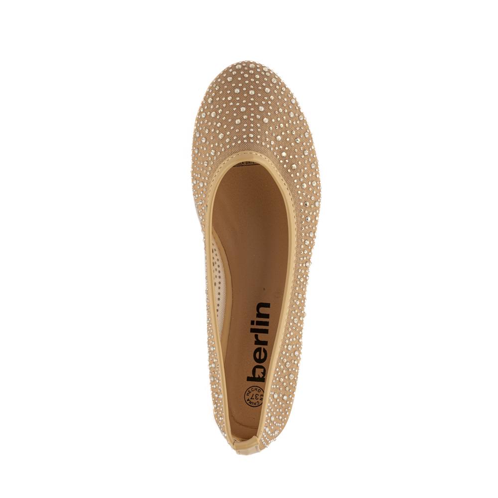 Foto 4 pulgar | Balerina Zapato Brillo Flat Confort De Mujer Walki Belinda Beige