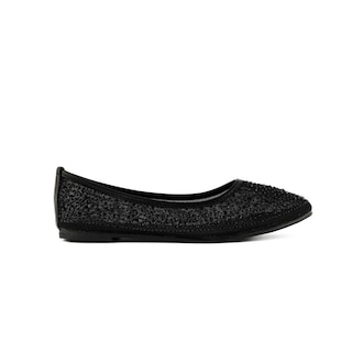 Foto 1 | Balerina Zapato Brillo Flat Confort De Mujer Walki Belinda Negro