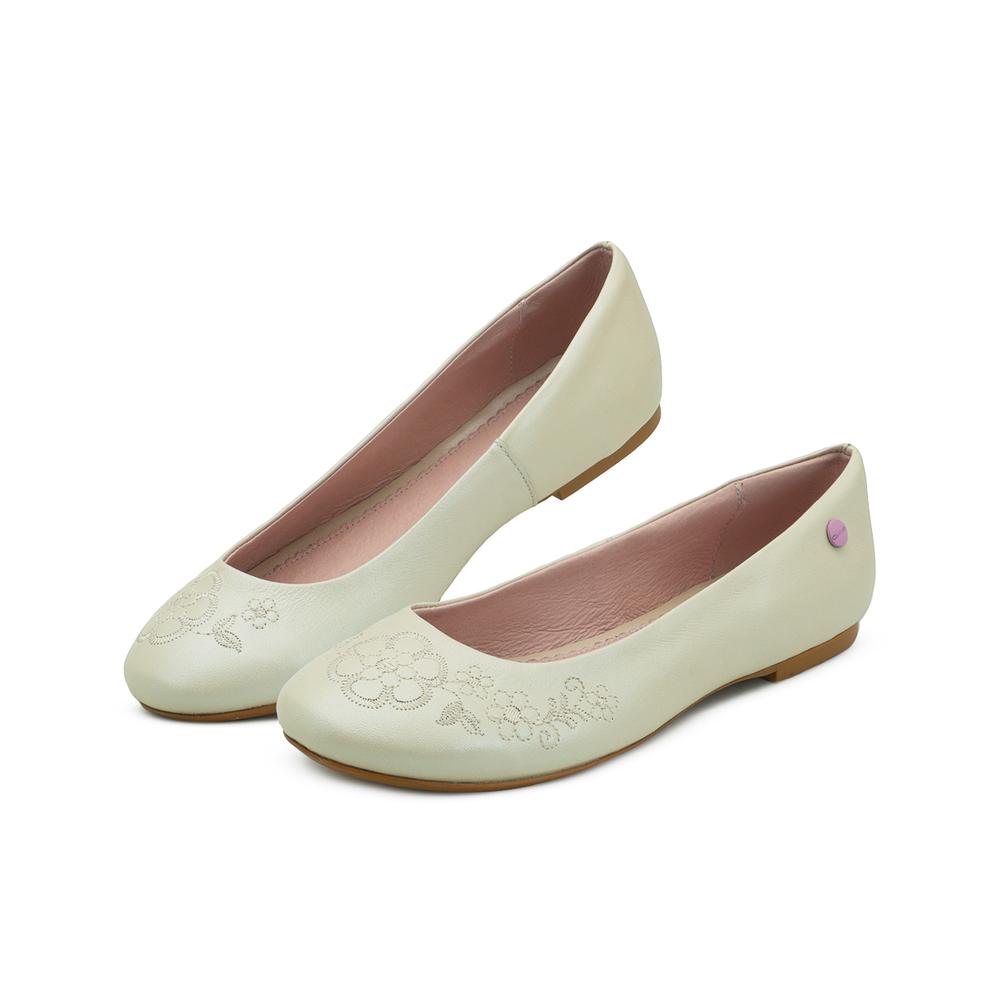 Balerina Chabelo Para Niña Casual Color Charol Hueso 21-25 Beige