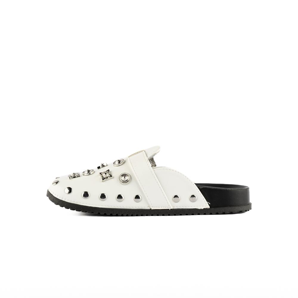 Foto 3 pulgar | Mule Brillo Flat Zapato Moda Para Mujer Walki Akemi Blanco