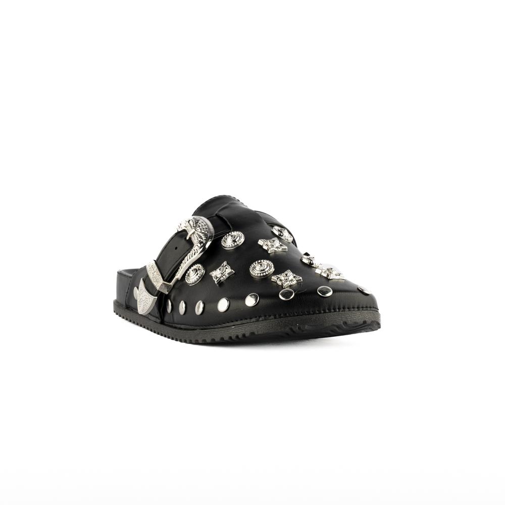 Foto 4 pulgar | Mule Brillo Flat Zapato Moda Para Mujer Walki Akemi Negro