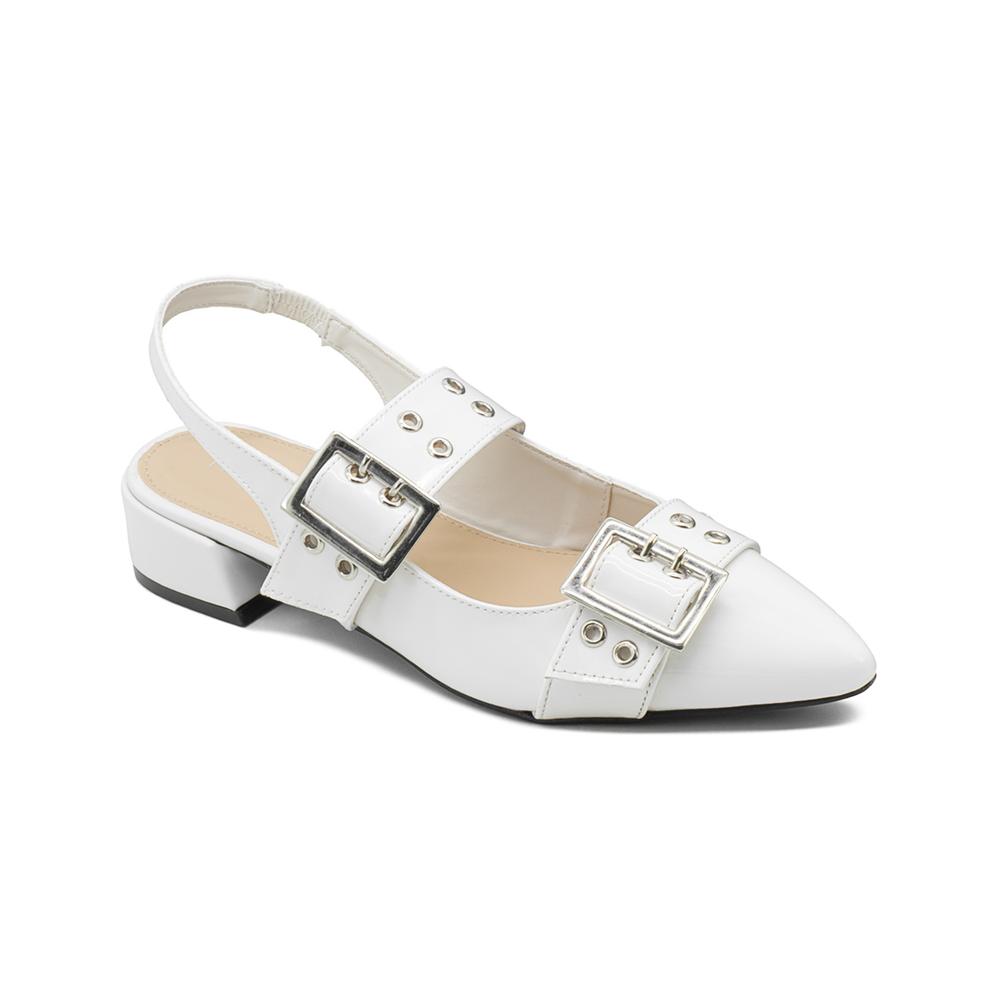 Zapatilla Tacon Bajo Con Correa Doble Hebilla Color Late Chocolate