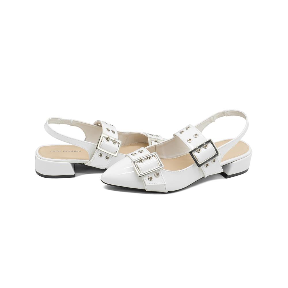 Foto 5 | Zapatilla Tacon Bajo Con Correa Doble Hebilla Color Late Chocolate