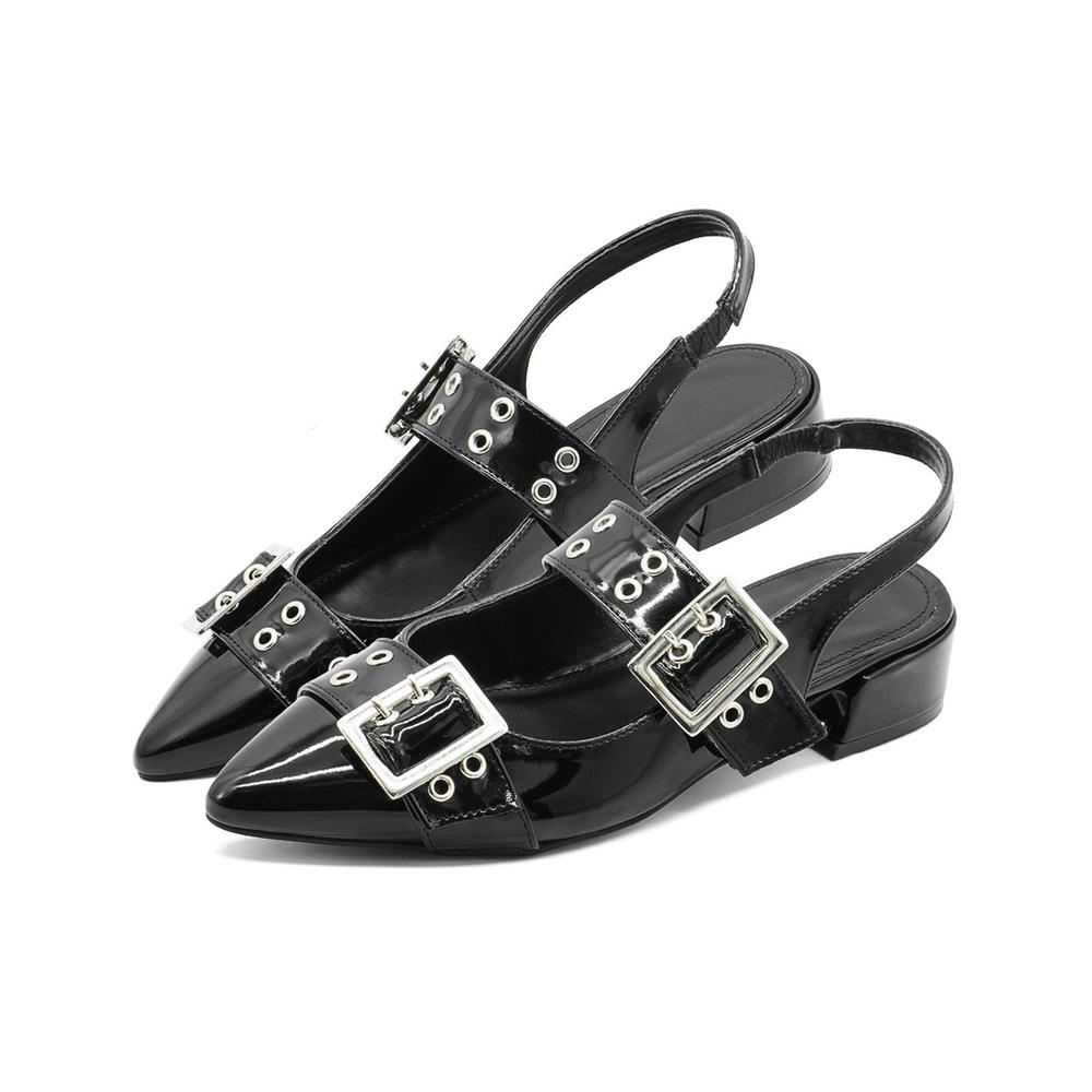 Foto 2 | Flats Balerina Elegante Para Dama Oficina Charol Negro Negro