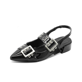 Foto 4 | Flats Balerina Elegante Para Dama Oficina Charol Negro Negro