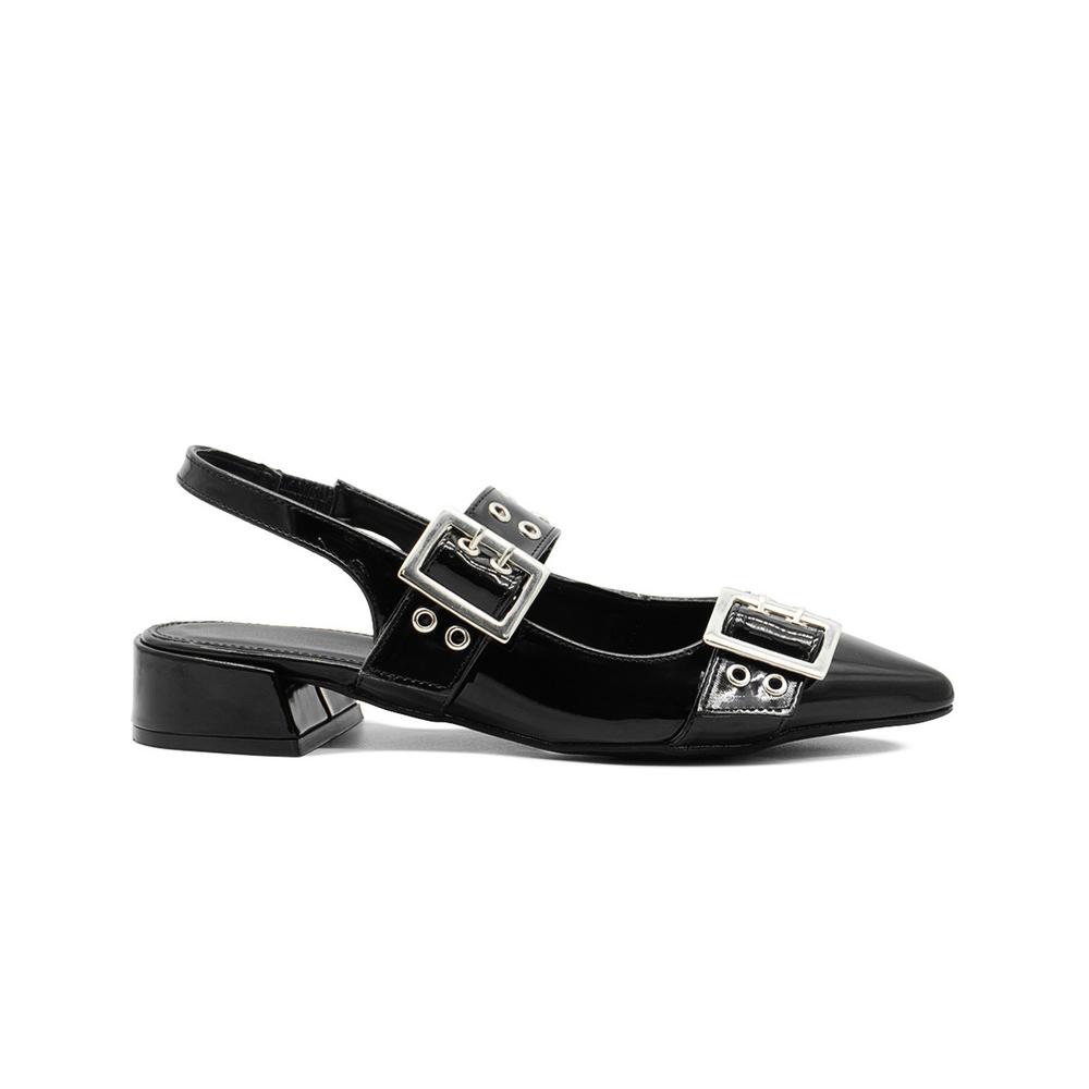 Foto 6 pulgar | Flats Balerina Elegante Para Dama Oficina Charol Negro Negro