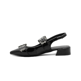 Foto 6 | Flats Balerina Elegante Para Dama Oficina Charol Negro Negro