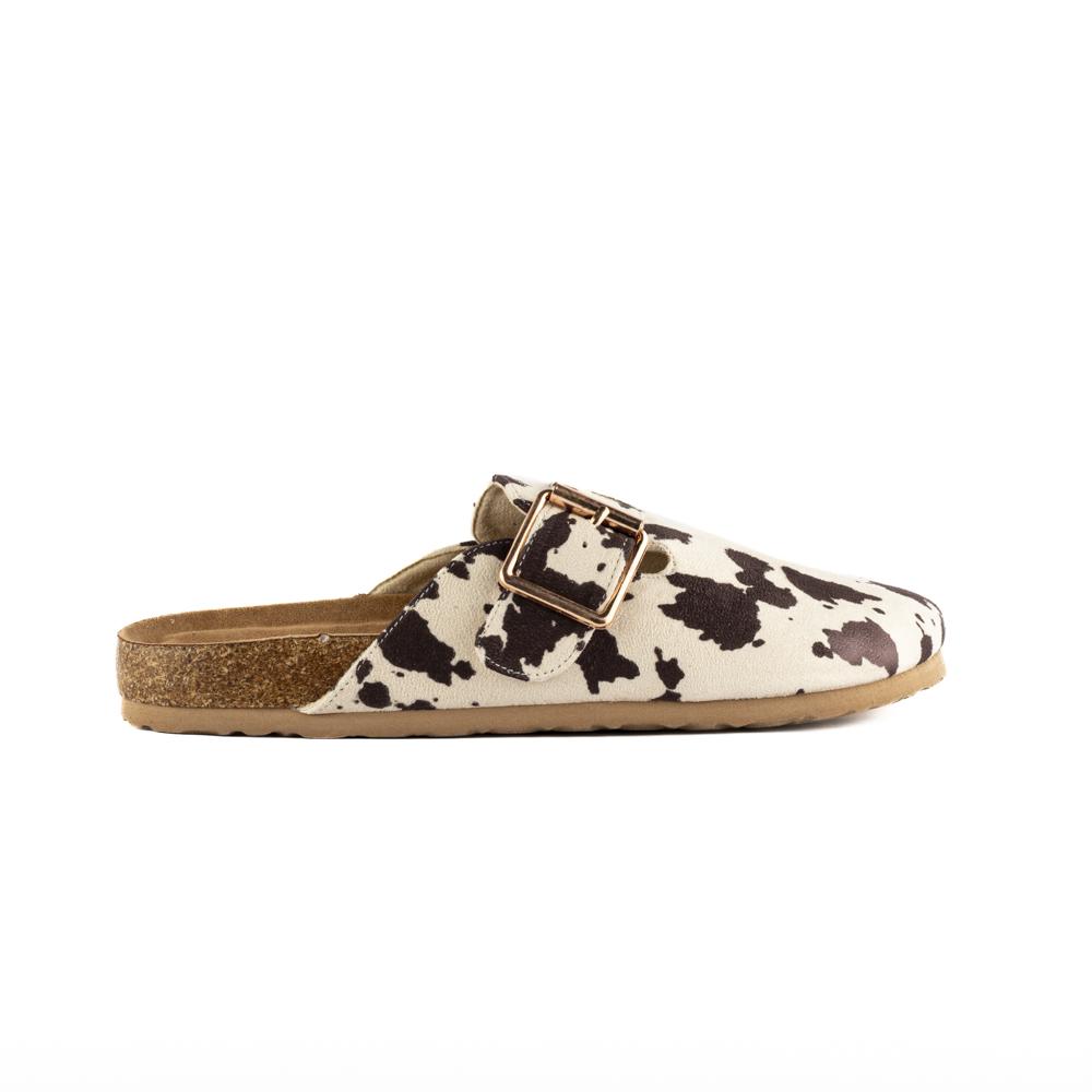 Mule Buck Flat Zapato Moda Para Mujer Walki Nora Blanco
