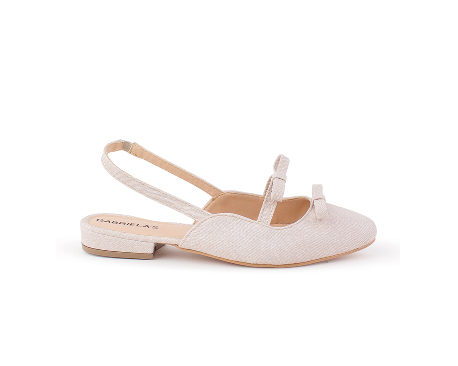 Foto 3 pulgar | Flats Color Beige Moños Material Sintético