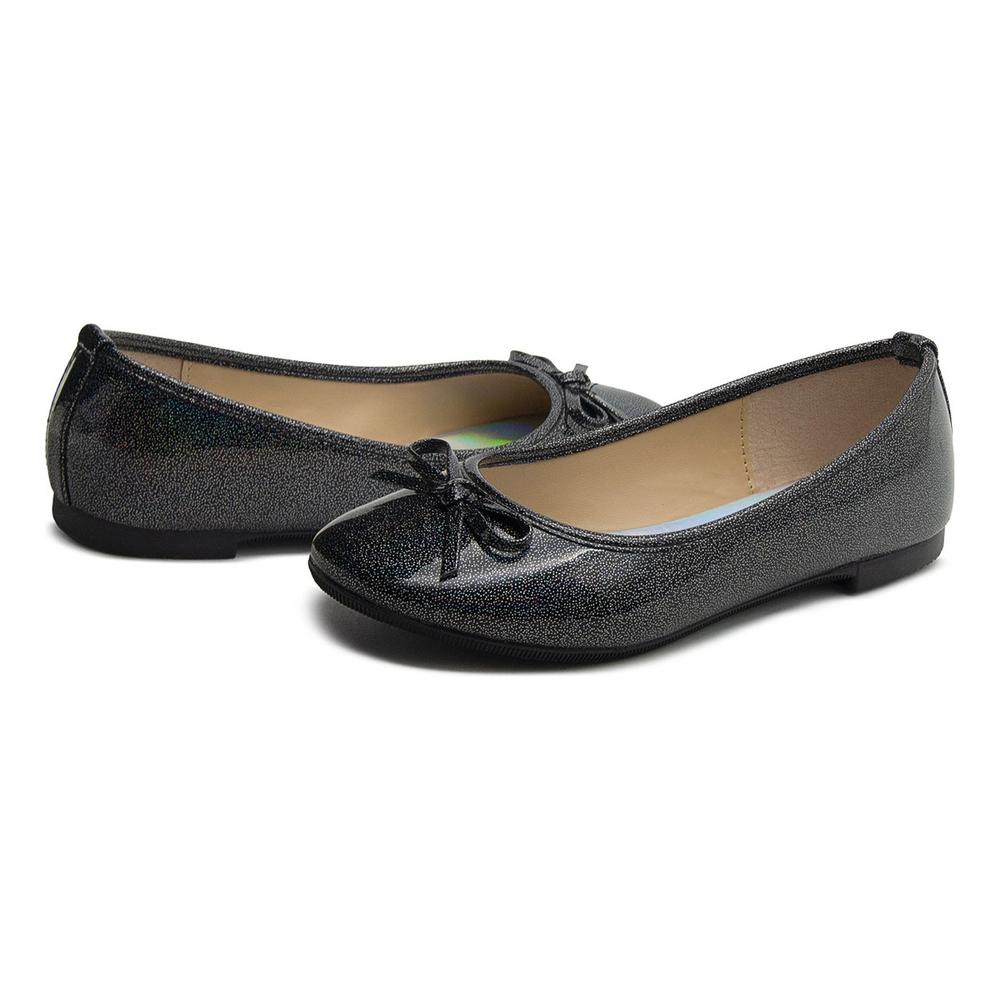 Foto 2 pulgar | Zapatilla Balerina Para Niña Brillos Tornasol Antiderrapante Negro